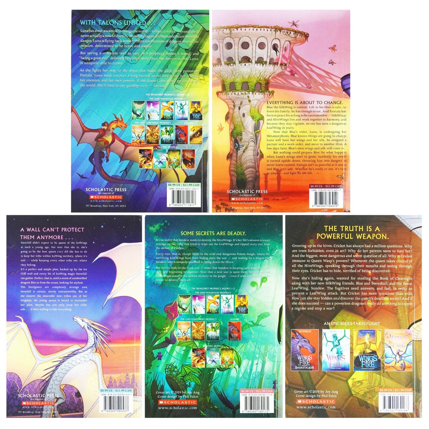 Wings of Fire Series by Tui T. Sutherland: 5 Books Set (Book 11-15) - Ages 8-12 - Paperback